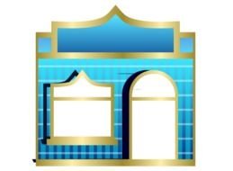 blue and gold abstract house
