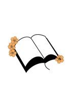 painted open book and orange flowers