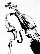 black and white violin on a white background