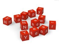 Clipart of red Happy New Year cubes