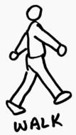 Black and white drawing of the person on the walk clipart