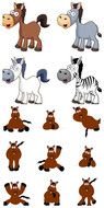 set of funny Cartoon Horses, Clip Art