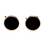 Vintage Gold Cufflinks Black Glass