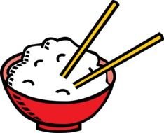 Tasty Bowl Of Rice And Chopsticks Drawing