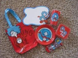 red baf and glass and plate Clip Art drawing