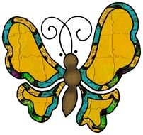 Golden Yellow Four Gorgeous Butterflies Tropical Gardens Clipart