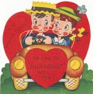 clipart of children on a retro car