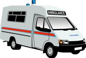 painted ambulance on a white background