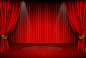 red Stage Curtains drawing