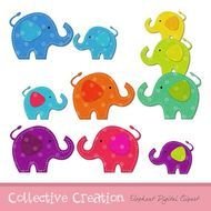 Rainbow Elephants Clipart Set Ideal For Scrapbooking Cardmaking And
