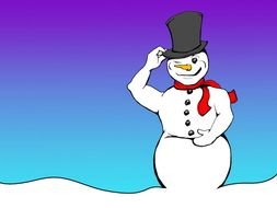 cartoon winking snowman in hat