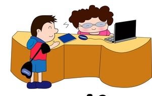 cartooon man and fat woman in office