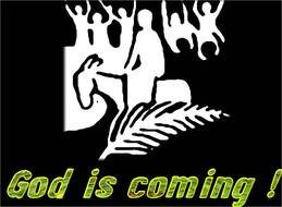 Black and white drawing of the God Is Coming! clipart