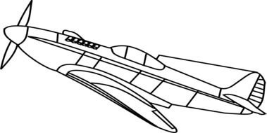 Black and white drawing of the WW2 Fighter Plane clipart