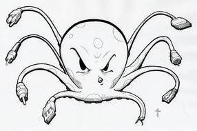 sad Octopus Cartoon Drawing