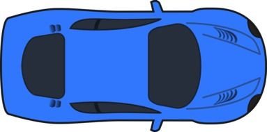 top view on a blue car