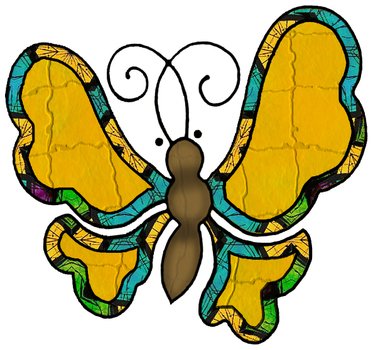Golden Yellow Four Gorgeous Butterflies Tropical Gardens Clipart