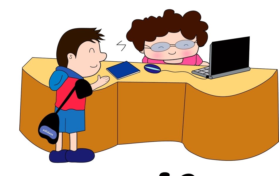 cartooon man and fat woman in office