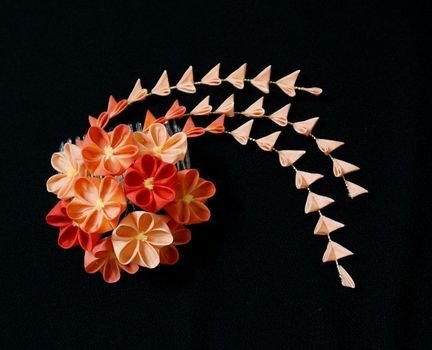 Beautiful Orange Sunset Kanzashi 158 By Japanesesilkflowers