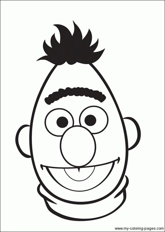 Sesame Street Bert Face Coloring Page free image download