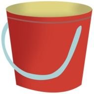 painted red bucket on a white background