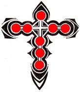 Tribal Cross, red, black and white Tattoo design