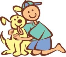 Boy Hugging Dog