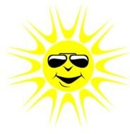 cartoon yellow sun in sunglasses