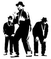 three Old-School Hip Hop male dancers, drawing