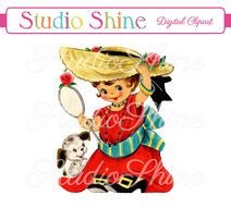 Little Girl Playing Dress Up Clip Art N2