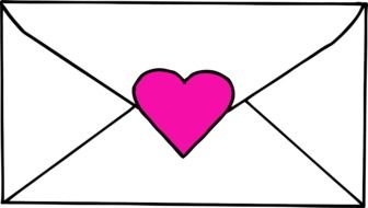 Clip art of the pink heart on a letter