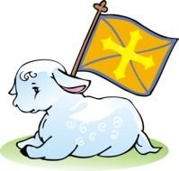 cartoon lamb with a flag