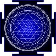 Sri Yantra, blue and black mystical drawing