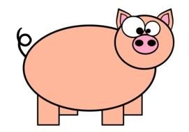 drawing of a pig with a pink nose