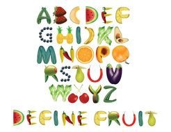 colorful Fruit and vegetable Alphabet