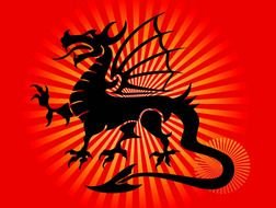 Chinese Dragon on the red background