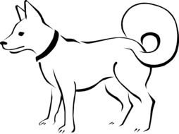 Black and white drawing of a beautiful and cute dog clipart
