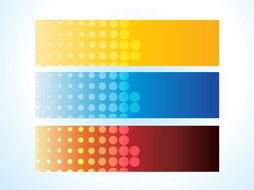 three colorful Banners at blue background