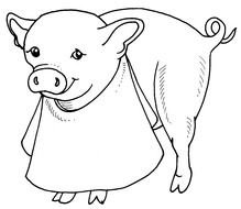 Black And White pig drawing