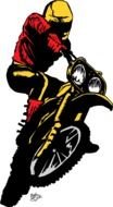 Man with the colorful motorcycle clipart