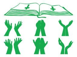 green Praying Hands drawing