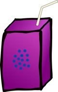 painted purple juice box with a straw