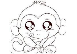 Cute baby Monkey, outline