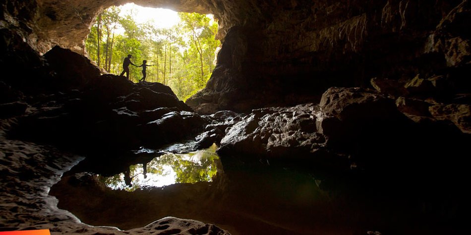 people at opening of Cave of the Crystal Sepulchre, Belize