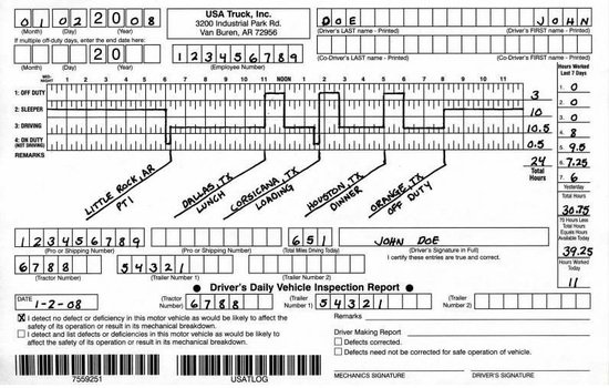 Truck Driver Log Book Examples