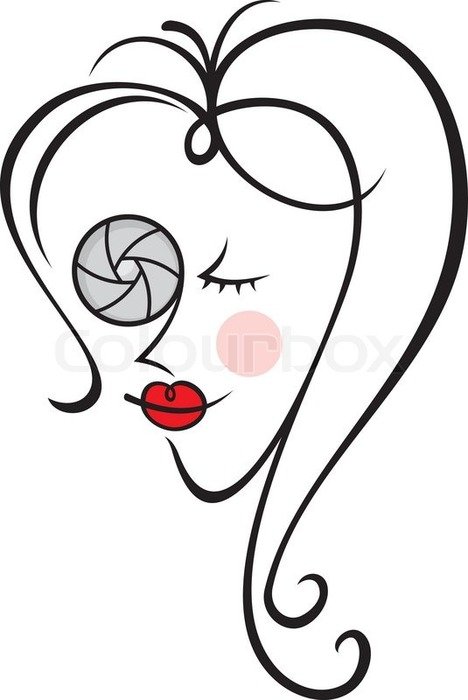 Representing A Female Photographer One Eye Replaced By Shutter Vector