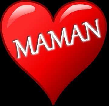 Motherâs Day, red glossy heart with word maman