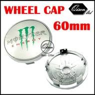 SILVER MONSTER 60MM WHEEL Hub Center LOGO Caps BADGE EMBLEM Metal