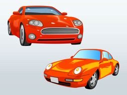 Cred and orange cars drawing