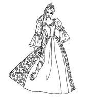black and white illustration of a princess